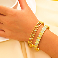 Bracelets plaqué or de créateur en acier inoxydable trèfle et zircon bracelets bracelets pour femmes et hommes bijoux en acier inoxydable
