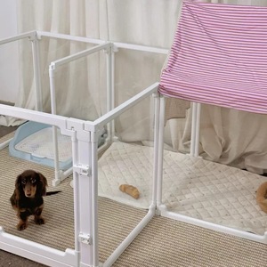 Nhỏ kích thước trung bình trong nhà con chó hàng rào dễ dàng để lắp ráp rõ ràng Acrylic Pet bút mờ playpen cửa cho Puppy bộ đồ giường phụ kiện - Product Image 4