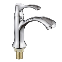 Robinet de lavabo en alliage de zinc, monocommande eau froide, finition chromée, style moderne