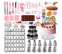 Kits de décoration de gâteaux améliorés 464 pièces avec un ensemble de moules à gâteaux à fond amovible, fournitures de pâtisserie pour débutants