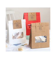 Doypack — pochettes en papier Kraft marron, pièces, sacs pour aliments, fermeture éclair, avec fenêtre