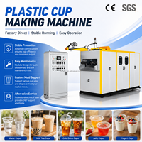 Machine de fabrication de gobelets entièrement automatique d'occasion, pour PP, PS, PET, PVC, thermoformage sous vide, tension personnalisée, sortie stable, entretien facile, livraison rapide