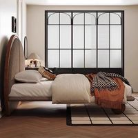 Cadre de lit Queen nordique moderne couleur noyer chêne lit Double King Size lit français en bois massif pour la maison