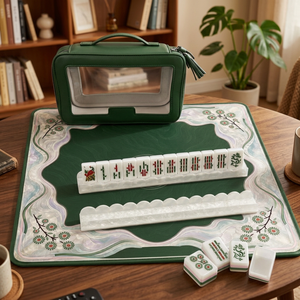 Ensemble de Mahjong américain de luxe en acrylique, tuiles à dos nacré irisé, kit de jeu portable 160 pièces - Product Image 3