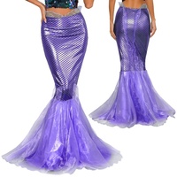 S-5xl grande taille femmes Halloween sirène Maxi jupe Tulle métallique brillant queue de poisson jupe body pour Cosplay habiller fête