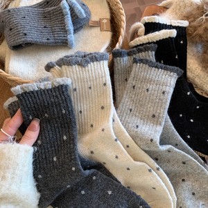 Women Thermo Lounge Socks Polka Dot Mid Calf Sweat Absorbing Polyester Fiber Autumn Winter Casual Wear - Product Image 1