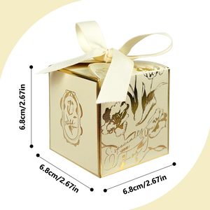 Elegante Caja de <span class=keywords><strong>Regalo</strong></span> con Diseño de Tulipán en Dorado y Beige, con Cinta, para Recuerdos de Boda, Regalos Navideños, Dulces, Empaque Decorativo de Alta Calidad - Product Image 2