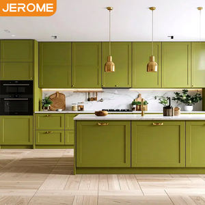Ensemble de meubles d'armoires classiques de luxe au design personnalisé Armoire de cuisine en bois de style shaker couleur vert olive RTA - Product Image 3