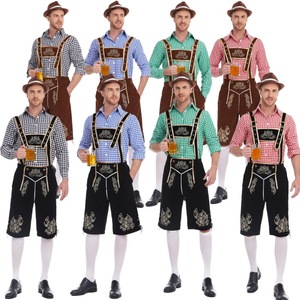 Costume d'Oktoberfest pour <span class=keywords><strong>homme</strong></span>, ensemble trois pièces : chemise, salopette, chapeau – Idéal pour Halloween, carnaval, fête, spectacle, ou comme <span class=keywords><strong>tenue</strong></span> de serveur(se). - Product Image 1