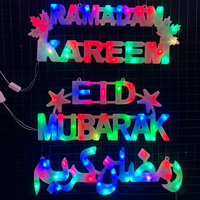 Ornements muraux suspendus à LED sur le thème de l'islamisme arabe, lettres décoratives Ramadan Kareem Eid Mubarak, lumières