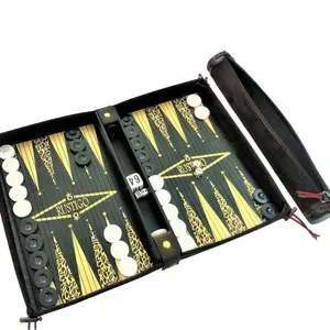 Permainan Papan Permainan Backgammon Kulit PVC Portabel Permainan Pesta Roll Up Backgammon untuk Hadiah Pernikahan