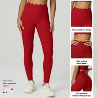 Conjunto de Yoga YBW5045+YBK5045 para Mujer, de Dos Piezas, con Borde Festoneado, Leggings de Cintura Alta sin Costuras, Top Corto, Ropa Deportiva para Gimnasio