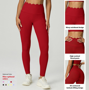Conjunto de Yoga YBW5045+YBK5045 para Mujer, de Dos Piezas, con Borde Festoneado, Leggings de Cintura Alta sin Costuras, Top Corto, Ropa Deportiva para Gimnasio - Product Image 3