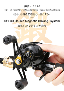 Moulinet Baitcasting HASIDA OEM Black <span class=keywords><strong>Fox</strong></span> à lancer longue distance, guides en céramique, pieds allongés, rapport élevé 7.0:1/6.4:1, poids 220g - Product Image 2