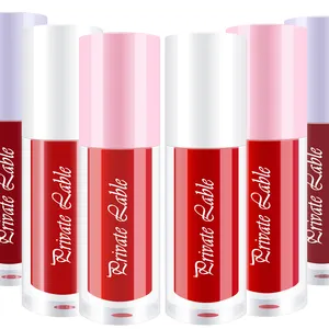 Ukuran sampel lipstik cair Matte tahan Transfer Lipgloss Nude berkilau lipstik bibir merah penjualan terbaik Lip Gloss Label pribadi