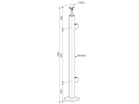 Poteau d'extrémité carré moderne en acier inoxydable à montage latéral pour escalier extérieur et balcon avec pince à verre et support de rampe