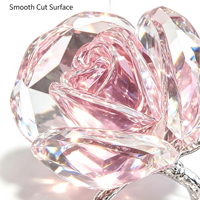 Ornement de fleur en cristal K9 en gros avec tige plaquée argent, décoration de table en fleur 3D, artisanat en cristal, cadeau de mariage ou de Saint-Valentin