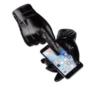 Gants en cuir à doigts entiers, taille unique, unisexe, pour la conduite en moto en plein air, compatibles avec les écrans tactiles, imperméables, coupe-vent, doublés de polaire - Product Image 3