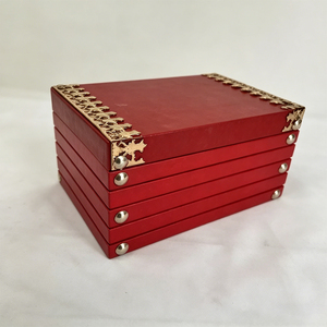 Boîte <span class=keywords><strong>de</strong></span> <span class=keywords><strong>rangement</strong></span> en bois rouge avec coins en métal, organisateur décoratif rustique pour la maison ou le bureau, boîte cadeau <span class=keywords><strong>de</strong></span> style vintage - Product Image 2