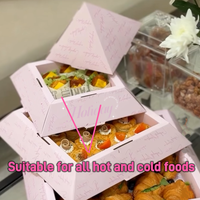 Boîte à gâteaux de luxe personnalisée en forme de pyramide, pour emporter, boîtes à friandises pour le petit-déjeuner, emballage alimentaire pour traiteur, boîte à grignotages