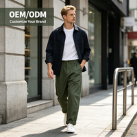 Pantalon droit en coton épais pour homme, style vintage américain, respirant, taille mi-haute, braguette zippée, décontracté, OEM