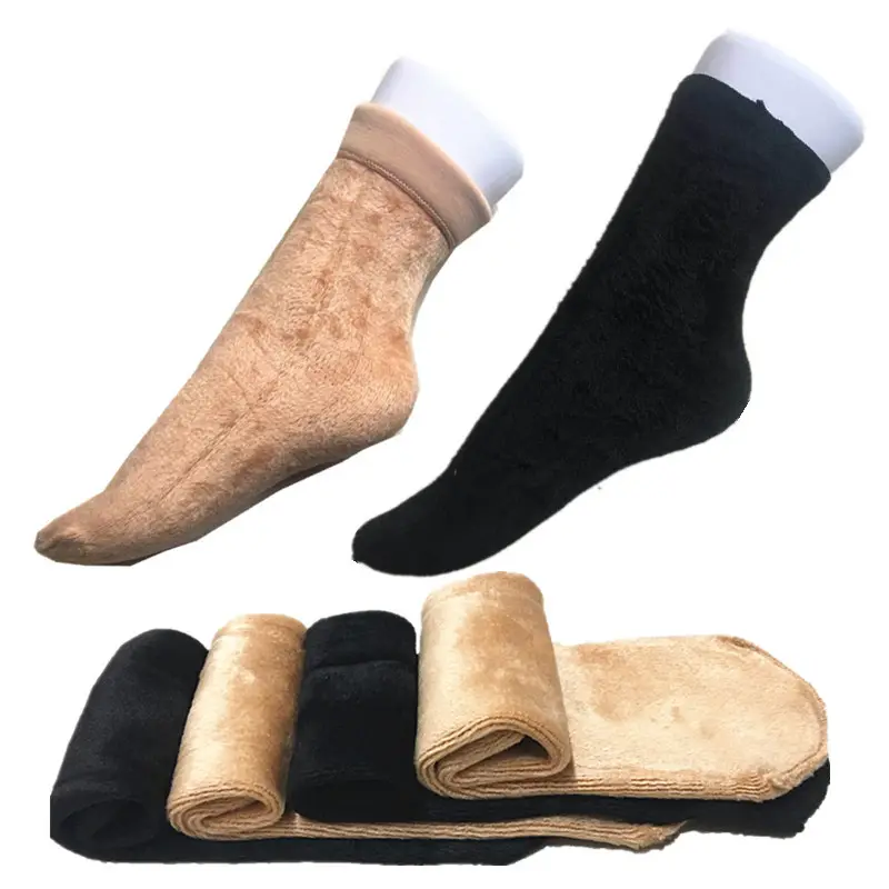 Women Winter Warm Thicken Thermal Socks Wool Snow Black Skin Seamless Sock Soft Boots Floor Sleeping Socks