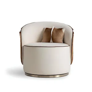 Chaises pivotantes de salon au design moderne Meubles de salon Fauteuils canapés pivotants de luxe Italie Villa haut de gamme Cuir Métal