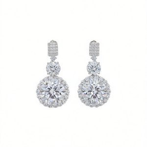 Orecchini E2581 in Oro Bianco con Diamanti Taglio Brillante Rotondo Colore D Gioielli di Lusso Naturali da Sposa per Donna - Product Image 1