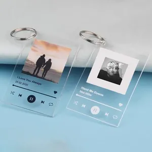 Buena calidad acrílico <span class=keywords><strong>Spotify</strong></span> placa personalizada <span class=keywords><strong>foto</strong></span> canción Día de San Valentín música acrílico personalizado llaveros - Product Image 1