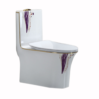 WC de luxe en céramique dorée de style occidental moderne, peinture couleur, sanitaire de salle de bain