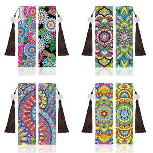 R-FQY034-047 2 pezzi di Design Mandala in pelle fatta <span class=keywords><strong>a</strong></span> <span class=keywords><strong>mano</strong></span> <span class=keywords><strong>segnalibri</strong></span> con nappa pittura diamantata <span class=keywords><strong>segnalibri</strong></span> promozionali - Product Image 3