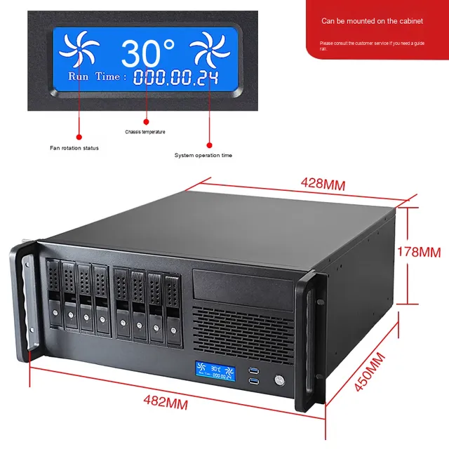 4U Rack Mount Server Case with ATX and HDD Tray Industry Rackmount Chassis with Fan Products in Stock