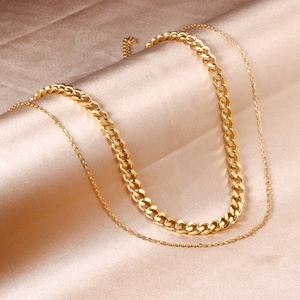 Collar con Colgante de Doble Cadena de Acero Inoxidable, Diseño Cubano 2022, Chapado en Oro de 18K, Joyería Moderna y Popular de Estilo Hip-Hop - Product Image 3