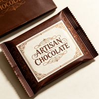 Sachet d'emballage alimentaire personnalisé écologique thermoscellable marron mat avec feuille d'or pour chocolat