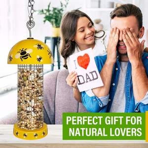 Alimentadores De Pássaros de Cerâmica Oniya 11 Polegada Malha Selvagem Do Pássaro Alimentador com Bloqueio Tampa & Cabide Ajustável À Prova <span class=keywords><strong>Dome</strong></span> para Decoração Do Jardim - Product Image 5