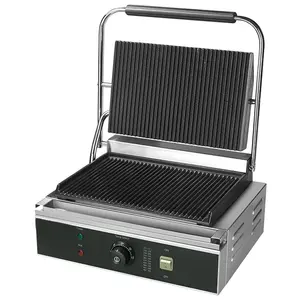 Full Grooved Professional commercial griddle electric panini Contact grill sandwich griddle grill