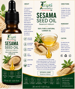 Huile de Sésame Vierge 100% Pure et Naturelle, Pressée à Froid, pour Soins Capillaires, Mélange de Soins du Visage, Massage Corporel et Soin du Cuir Chevelu - Product Image 1