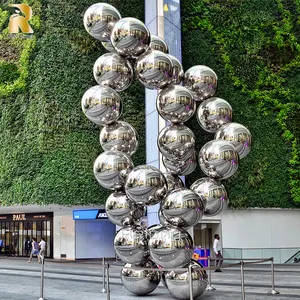 庭の屋外装飾のための大型高研磨金属ステンレス鋼球ボール彫刻
