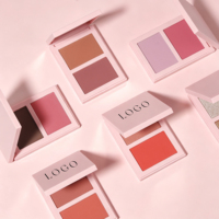 Palette de fard à joues multi-usages à fini mat minéral, 2 couleurs, haute pigmentation, longue tenue, modulable, pour les joues, les yeux et le contour, marque privée
