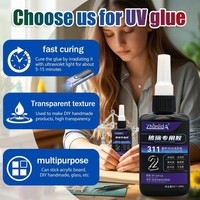 Colle UV transparente haute résistance ZhanlidA 50ml, adhésif invisible sans ombre pour verre, métal, table, plaque acrylique, bricolage