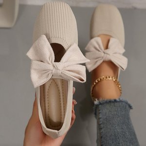 D21 Nuove <span class=keywords><strong>Scarpe</strong></span> <span class=keywords><strong>da</strong></span> <span class=keywords><strong>Donna</strong></span> con Fiocco Grande in Maglia, Punta Tonda, Comode e Traspiranti, <span class=keywords><strong>Scarpe</strong></span> Casual <span class=keywords><strong>da</strong></span> Lavoro a Taglio Basso - Product Image 1