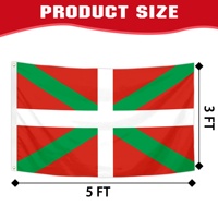 Drapeau du Pays Basque en polyester de qualité supérieure, 3x5 pieds, imprimé, bannière régionale pour places publiques, protection UV, affichage en extérieur