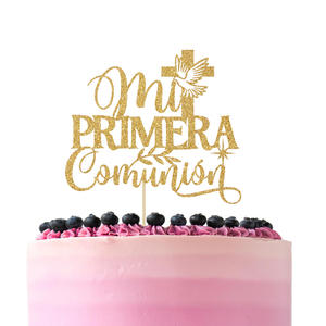 Ma première communion topper en espagnol, utilisé pour la <span class=keywords><strong>d</strong></span>écoration de la bénédiction de Dieu, <span class=keywords><strong>d</strong></span>écoration de gâteau <span class=keywords><strong>d</strong></span>'<span class=keywords><strong>anniversaire</strong></span> 1 pièce - Product Image 3