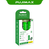 PUJIMAX 2Pcs 1.5V 7400mWh Piles au lithium de taille C rechargeables par USB avec câble de charge USB Type C pour vidéo