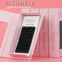 EMEDA Fournitures d'extensions de cils individuelles sous marque privée, Plateau à cils en velours noir mat, Extensions de cils volume en cachemire en gros