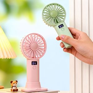 Portable Handheld <b>Fan</b> With Digital Display 5W DC Motor Battery Powered Desk <b>Stand</b> For Indoor Use - Product Image 1