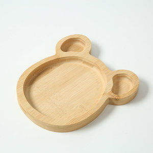 Bamboo <b>Apple</b> Shaped Plate For Children Kids Fruit Tray Dinner Plate Home Use Solid Color Camel 2-4 Years - Product Image 1