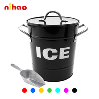 Seau à glace NIHAO avec couvercle 5L en fer galvanisé épais avec poignée empilable pour événements promotionnels et mariages en extérieur