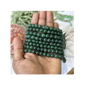 Cuentas de piedras preciosas redondas de 8 mm de Aventurina verde oscuro de la mejor calidad para la fabricación de joyas disponibles para la venta desde la India - Product Image 1