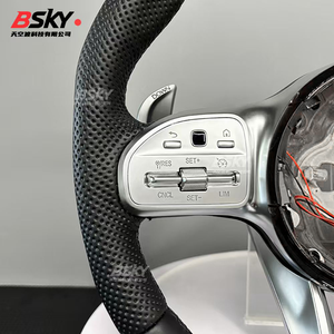 Adecuado para <span class=keywords><strong>Mercedes</strong></span> <span class=keywords><strong>Benz</strong></span> W213 C238 W463 W464 W222 C217 CLS C257 W205 C63 Volante de cuero semiperforado de Estilo negro - Product Image 5